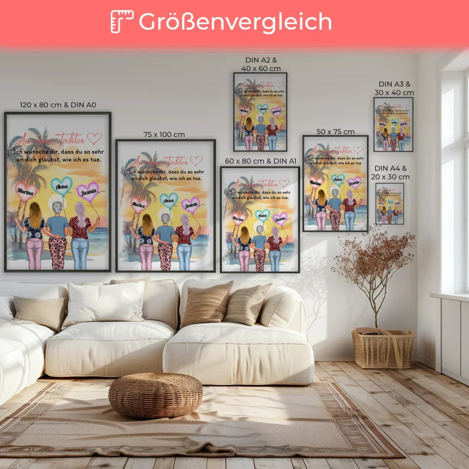 Poster Personalisiert Unsere Mama Spuren im Herzen Für 2 bis 4 Töchter 7