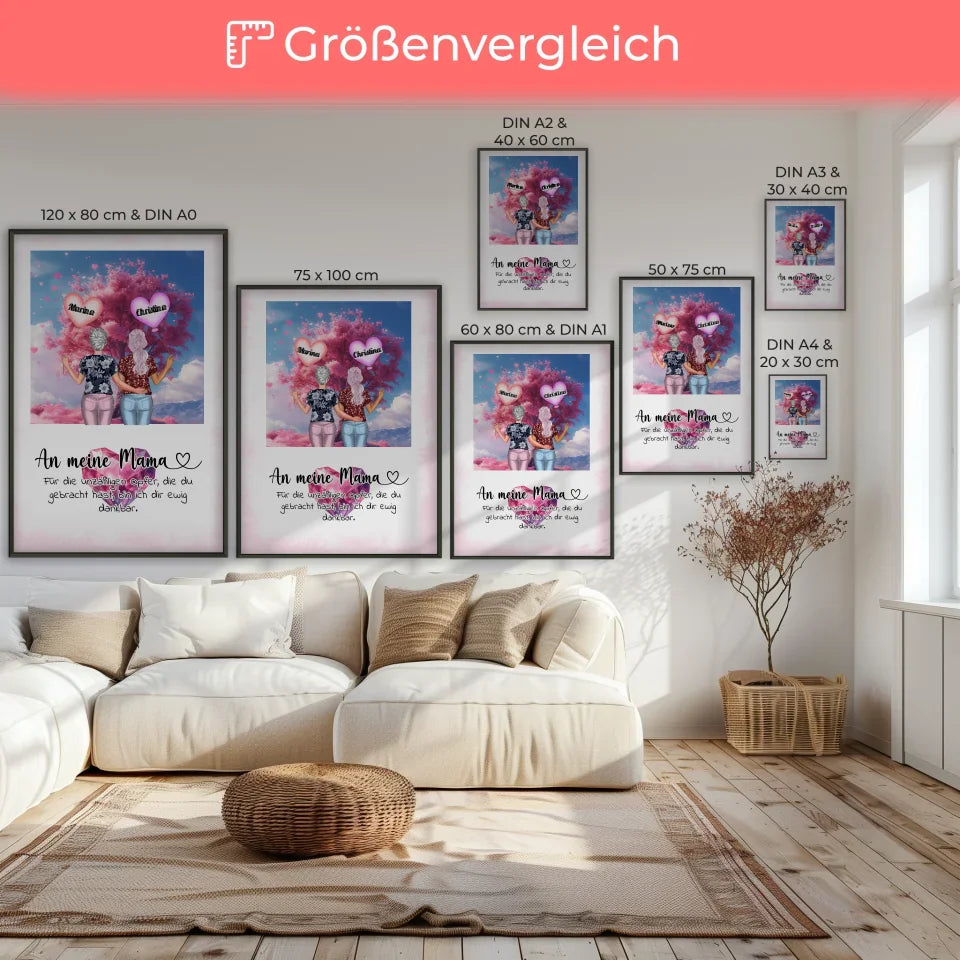 Muttertag Poster An Mama Ewig Dankbar Viele Optionen Herzen Baum Rosa 7