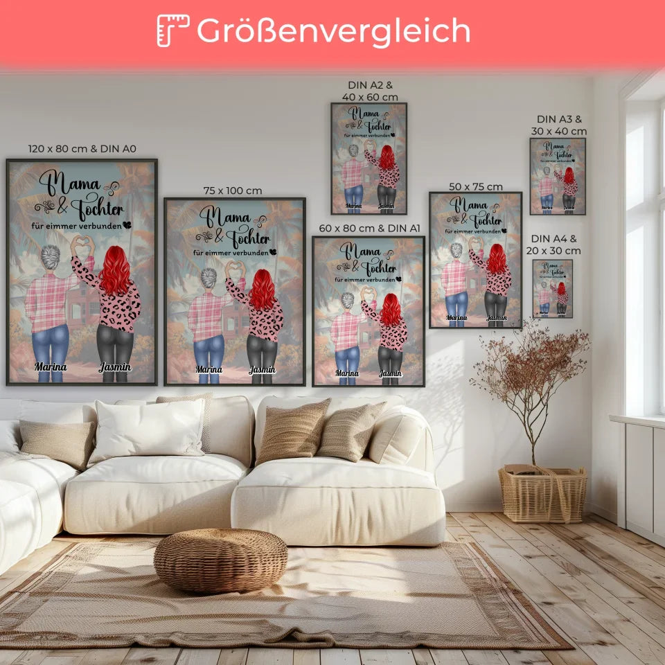Mutter Tochter Poster Mama und Tocher fĂŒr immer verbunden Viele Optionen Herz HĂ€nde 7