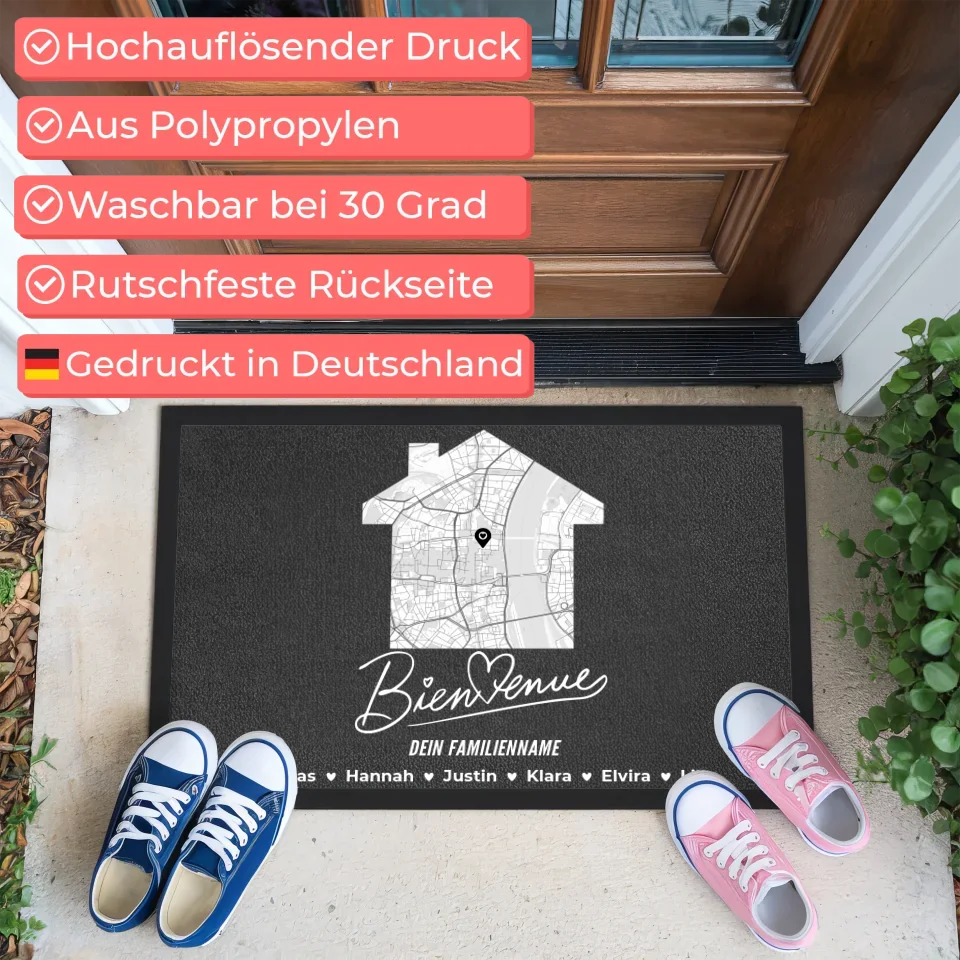 Personalisierte Fußmatte für Familien mit Namen Tervetuloa 3