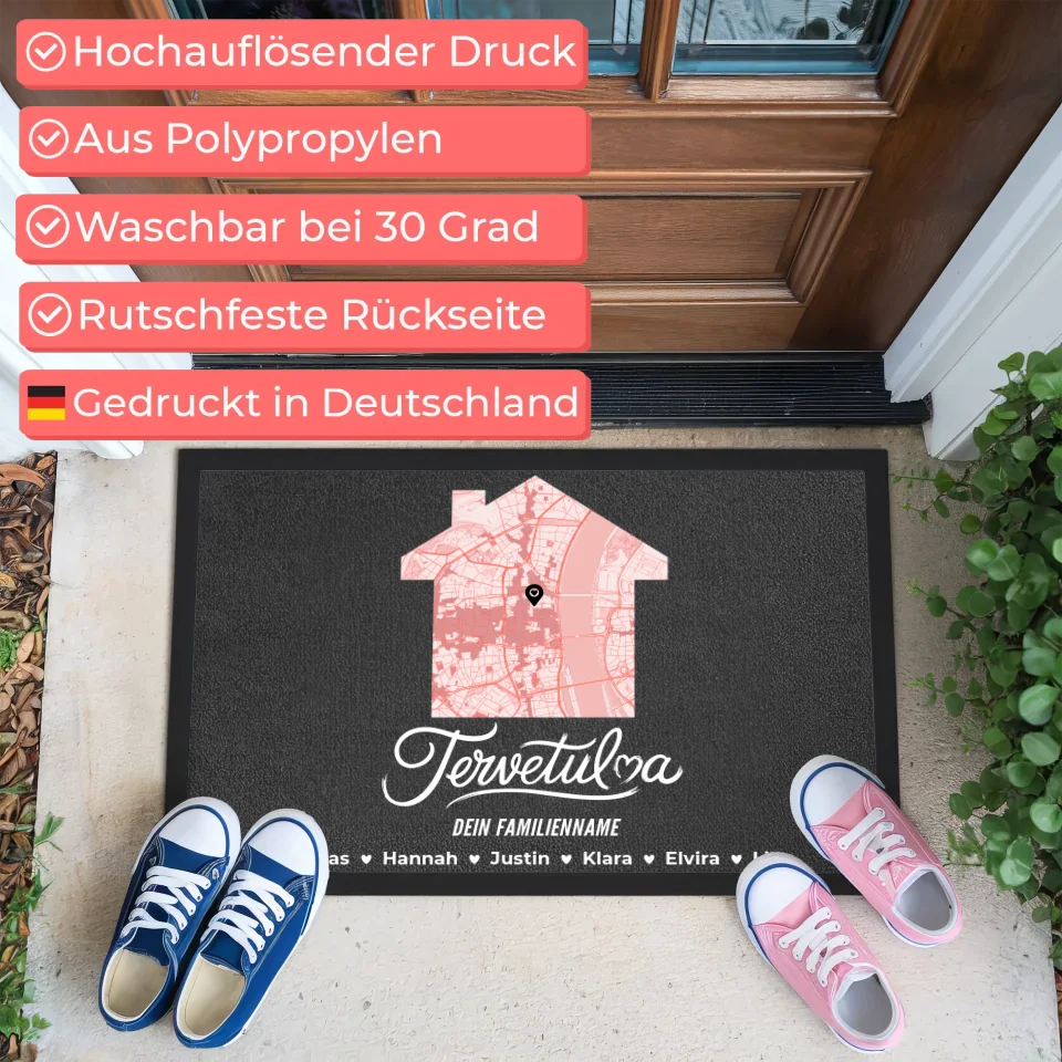 Personalisierte Fußmatte Familien Nachname Tervetuloa Willkommen Finnland 3