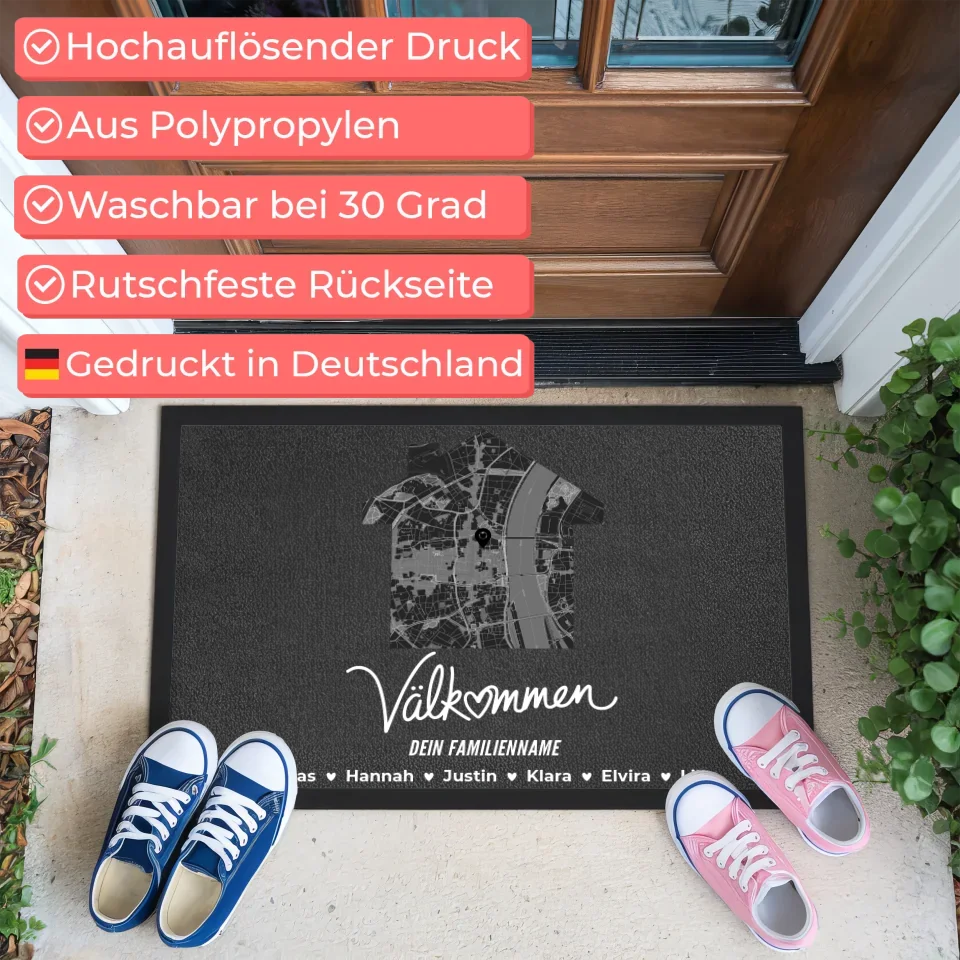 Individuelle Fußmatte Familie mit Namen Willkommen Auf Rumänisch Bun Venit 3