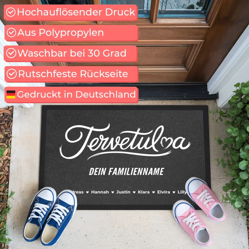 Personalisierte Fußmatte Familien Nachname Tervetuloa Willkommen 3