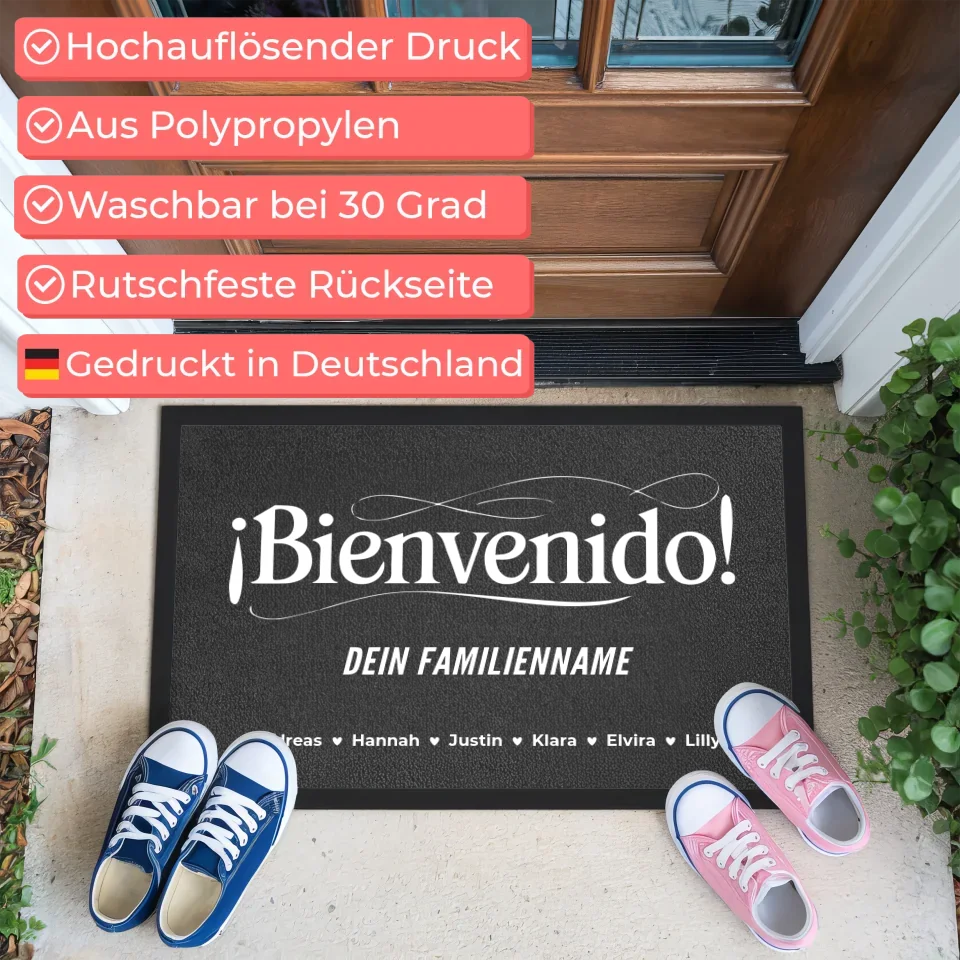 Familien Fußmatte personalisiert Nachname Willkommen Üdvözöljük mit Nachname 3