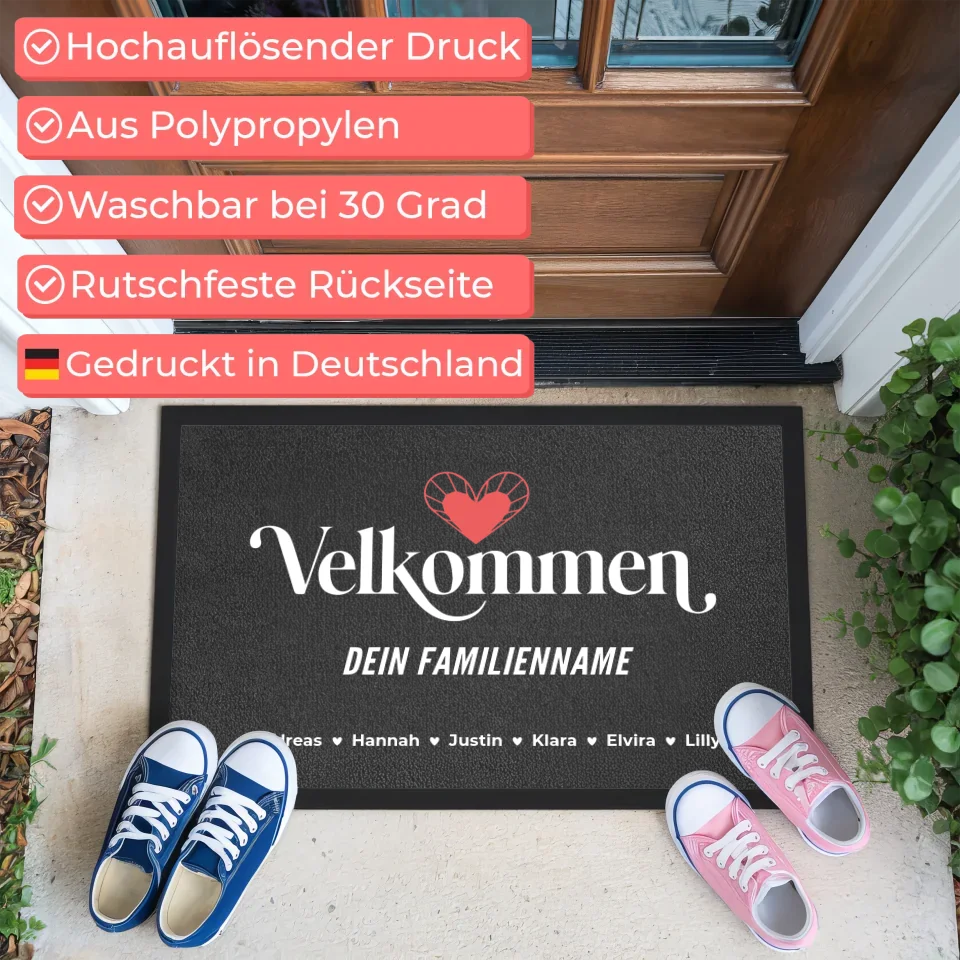 Familien Fußmatte personalisiert Üdvözöljük mit Nachname 3