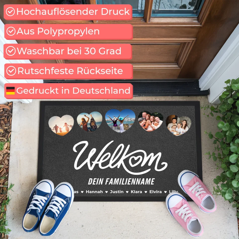 Individuelle Fußmatte für Familien Willkommen auf Niederländisch Welkom 3