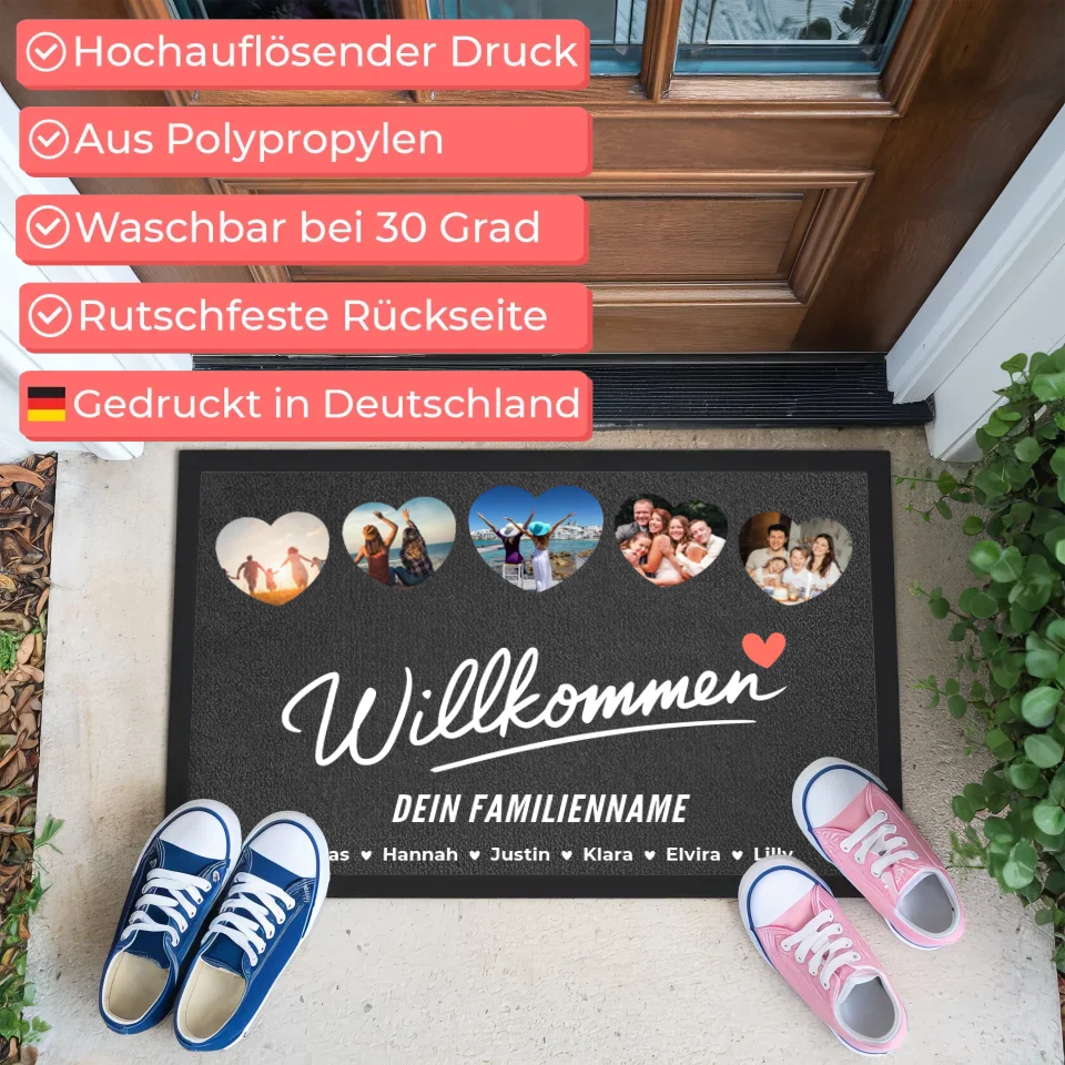 Individuelle Fußmatte Willkommen Familie personalisiert mit Nachname 3