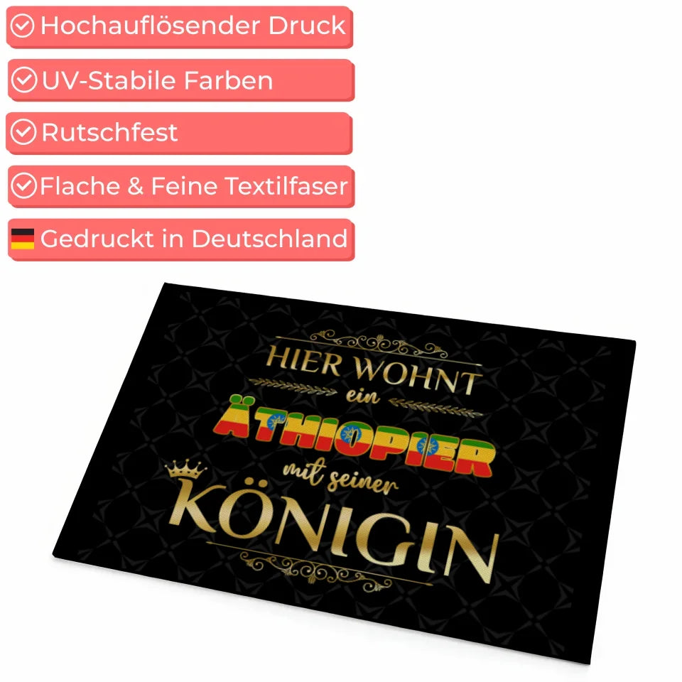 Fußmatte personalisiert Hier wohnt ein Äthiopier mit seiner Königin 4