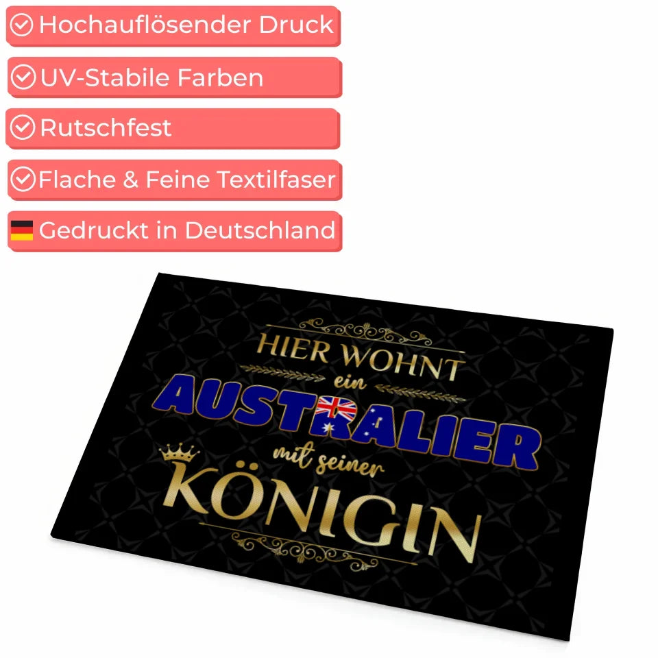 Personalisierte Fußmatte Hier wohnt ein Australier mit seiner Königin 4