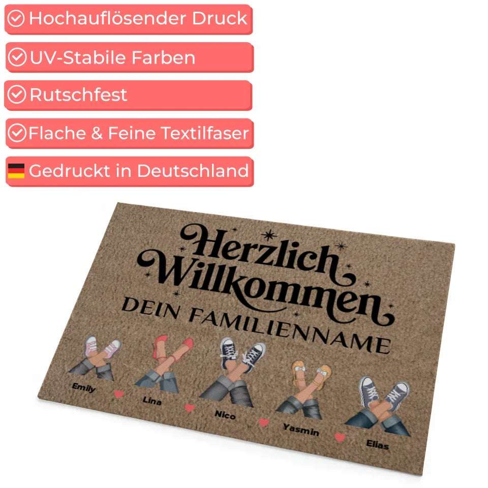 Personalisierte Fußmatte Willkommen Braun Hell für Ihr Zuhause 4
