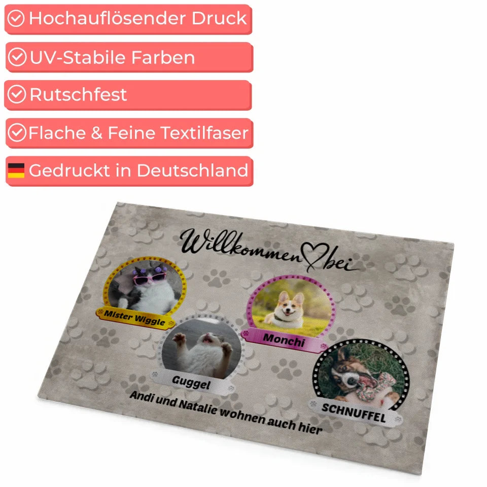 Personalisierte Haustier Fußmatte Willkommen Bei 4 Hunden mit Foto 4