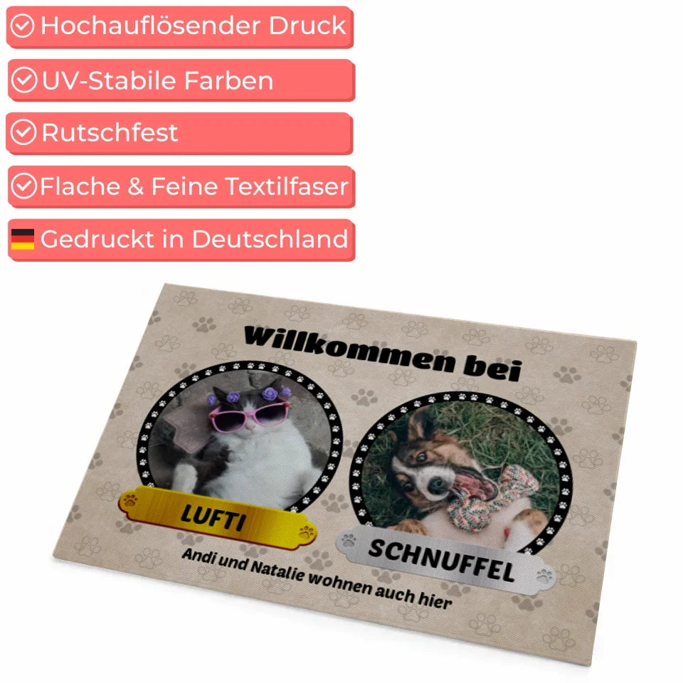 Individuelle Fußmatte Willkommen Bei 3 Hunden mit Namen 5