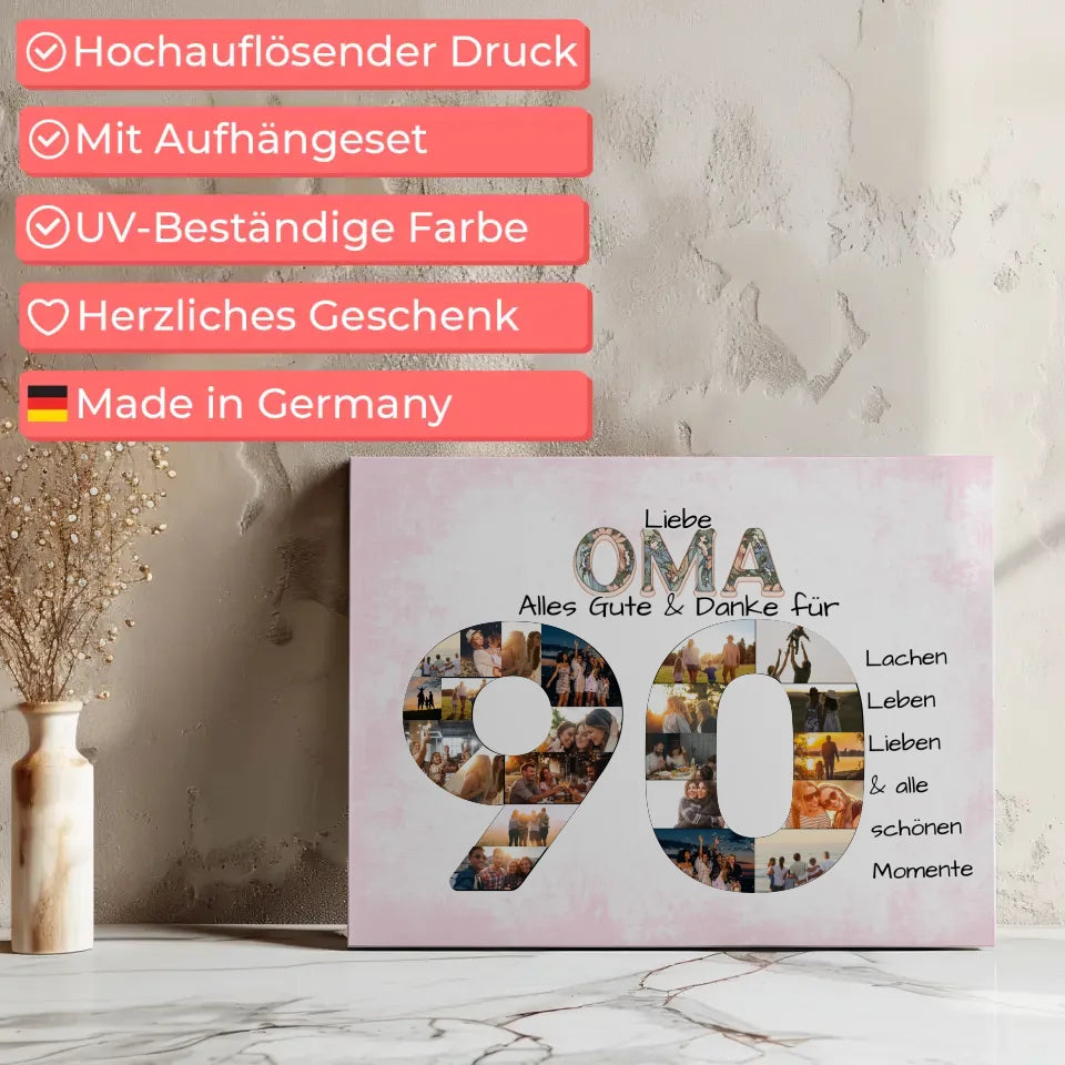 Personalisierte Leinwand zum 90 Geburtstag für Oma Schöne Momente 8