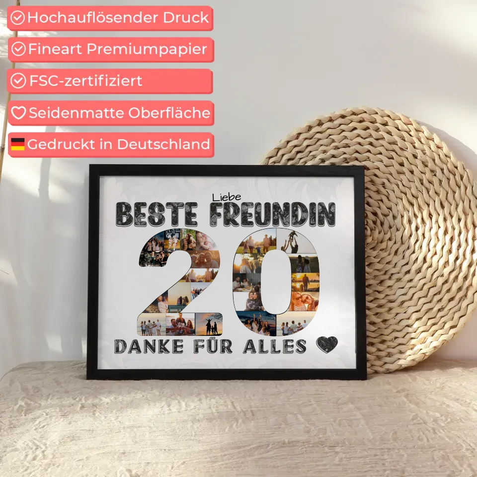 20 Geburtstag Poster personalisiert Danke für Alles für