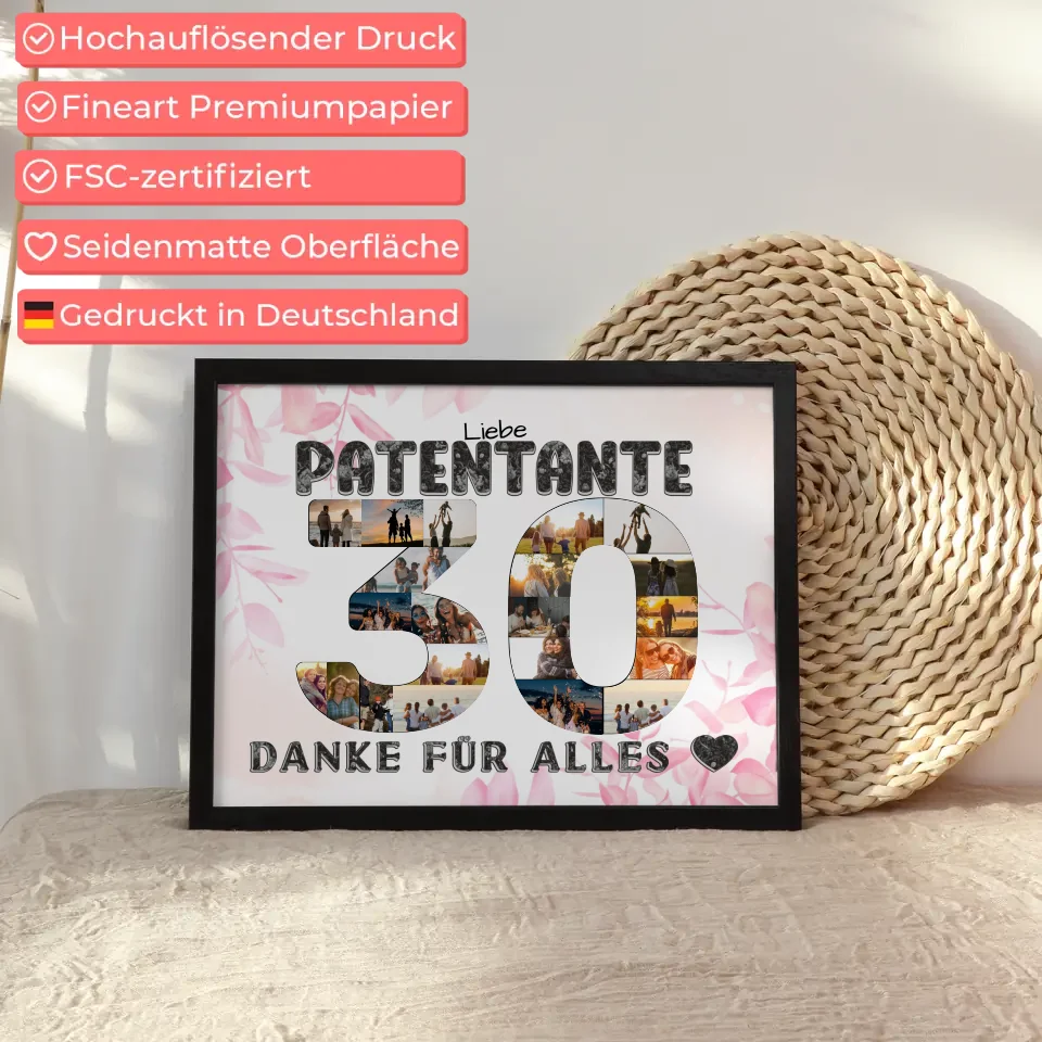 30 Geburtstag Geschenk für Patentante Personalisiertes Poster