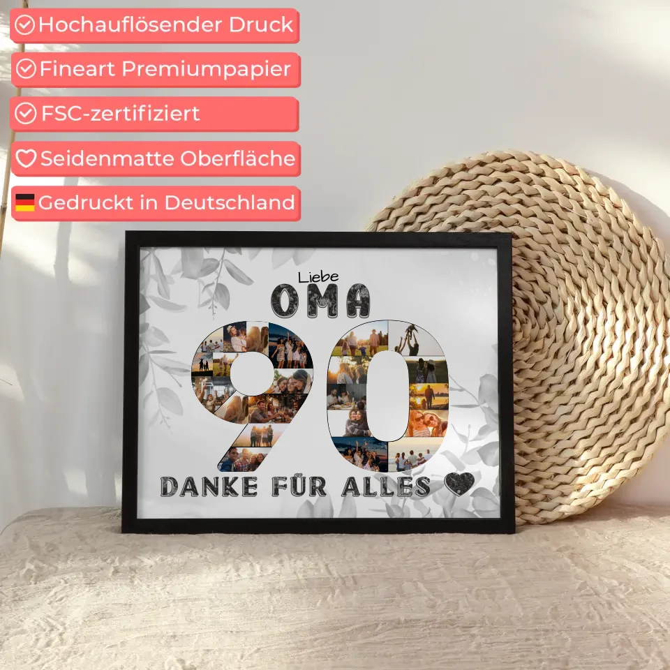 90 Geburtstag Poster personalisiert Danke für Alles für