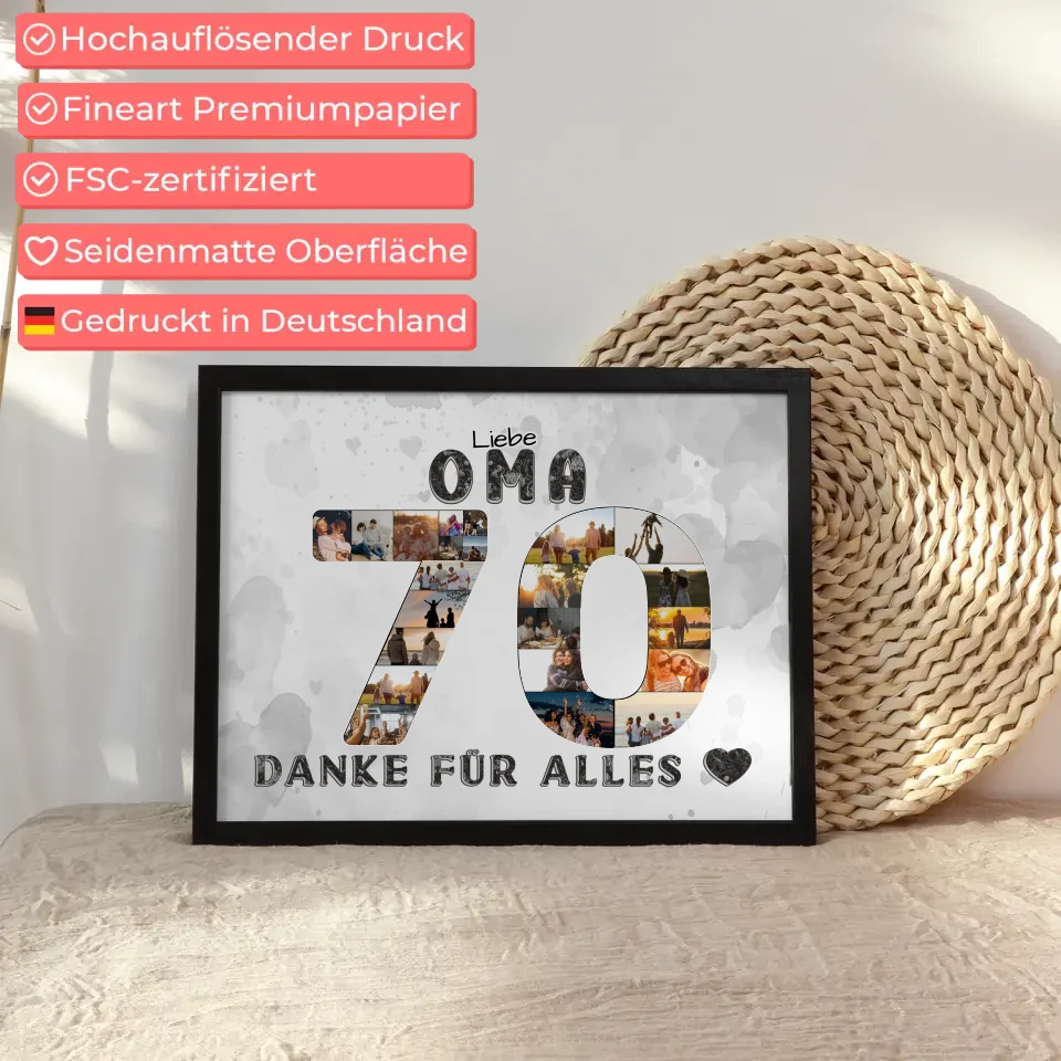 70 Geburtstag Geschenk für Oma Personalisiertes Poster