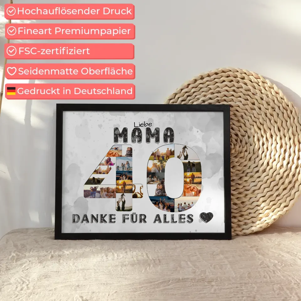 40 Geburtstag Geschenk Personalisiert Mama Poster Danke für Alles