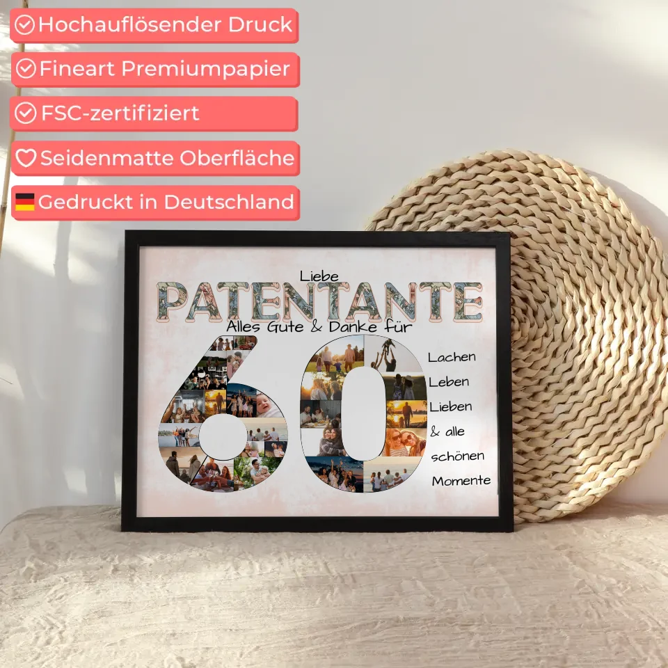 Patentante Geschenk zum 60 Geburtstag Fotocollage