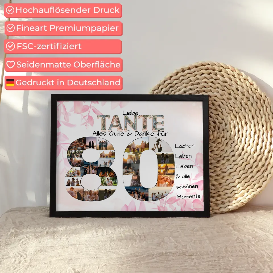 Tante Geschenk zum 80 Geburtstag Alles Gute Fotocollage