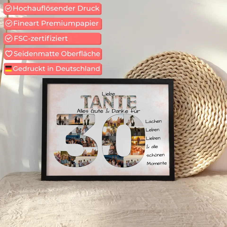Fotocollage Poster zum 30 Geburtstag für Tante Fotocollage