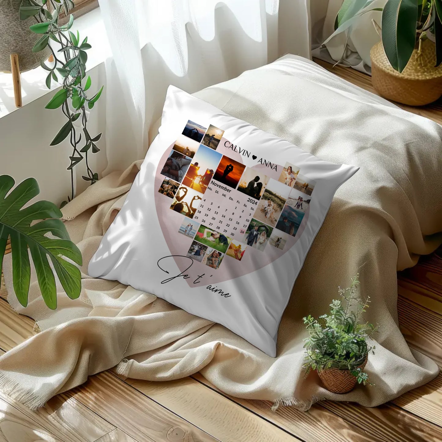 Personalisiertes Fotokissen mit Fotocollage Je T Aime