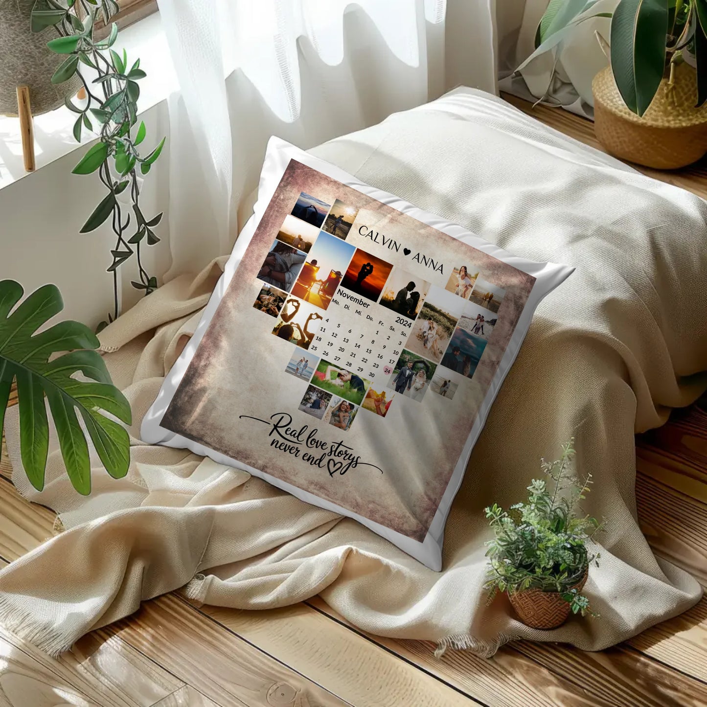 Personalisiertes Liebes Kissen Fotocollage Real Love Storys