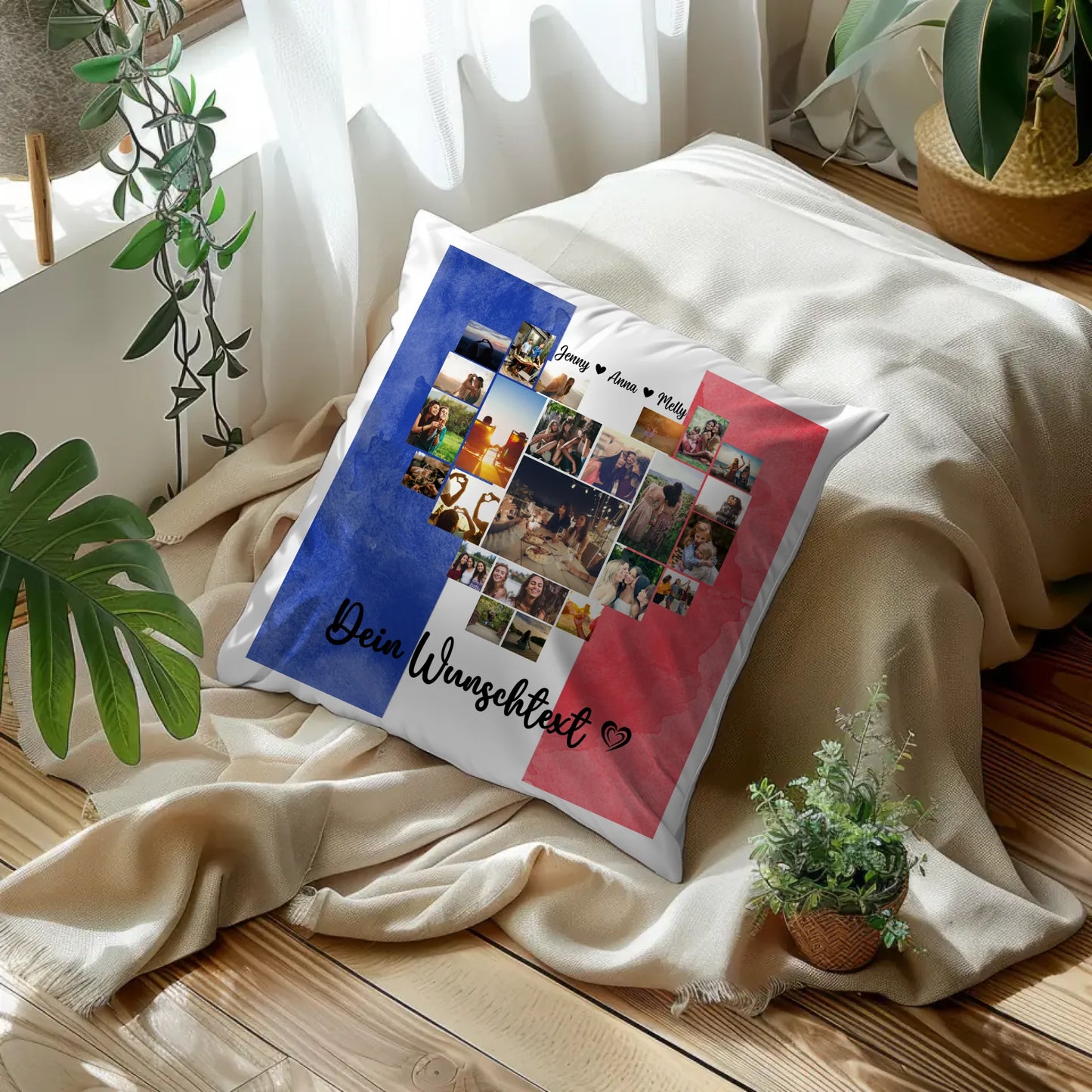 Fotokissen Urlaub für Beste Freundin mit Frankreich Motiv