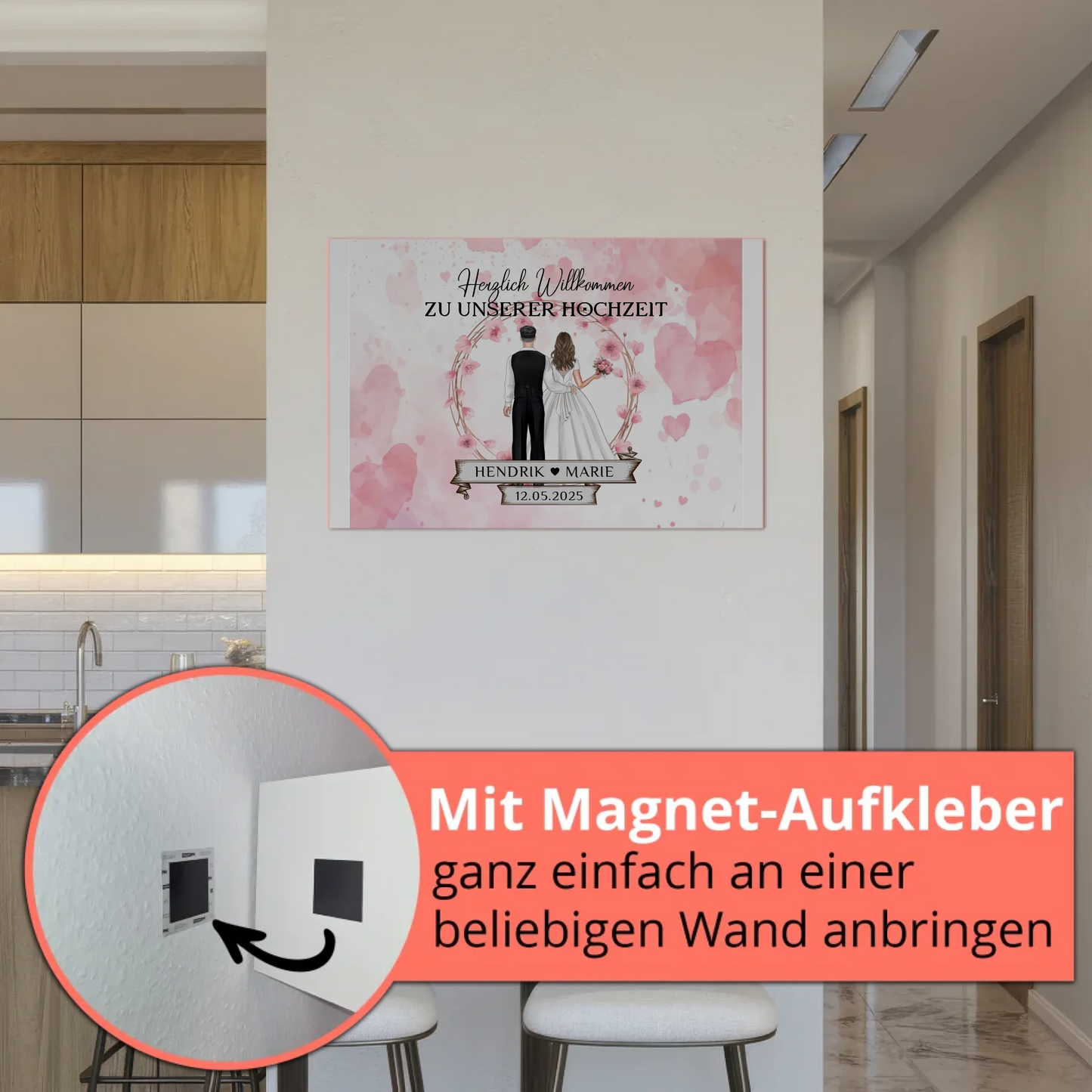 Willkommens Fotoboard Hochzeit Watercolor Geschenkideen Magnet Poster