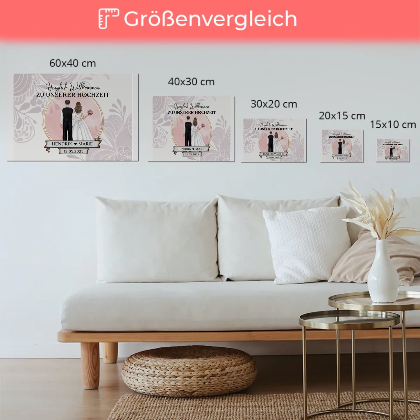 Willkommensschild Hochzeit Wasserfarb Stil Fotoboard