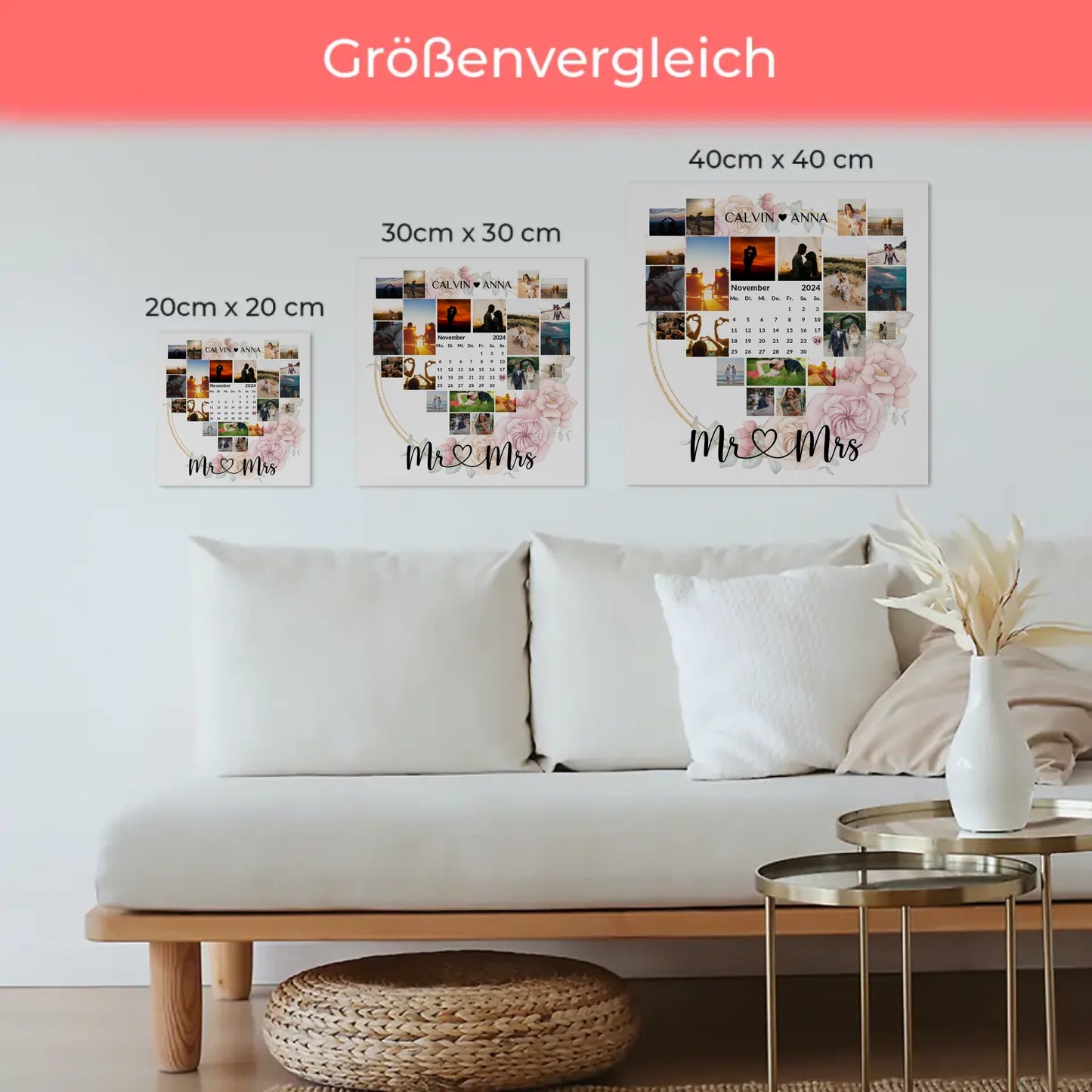 Magnet Poster Fotocollage Mr & Mrs Personalisieren