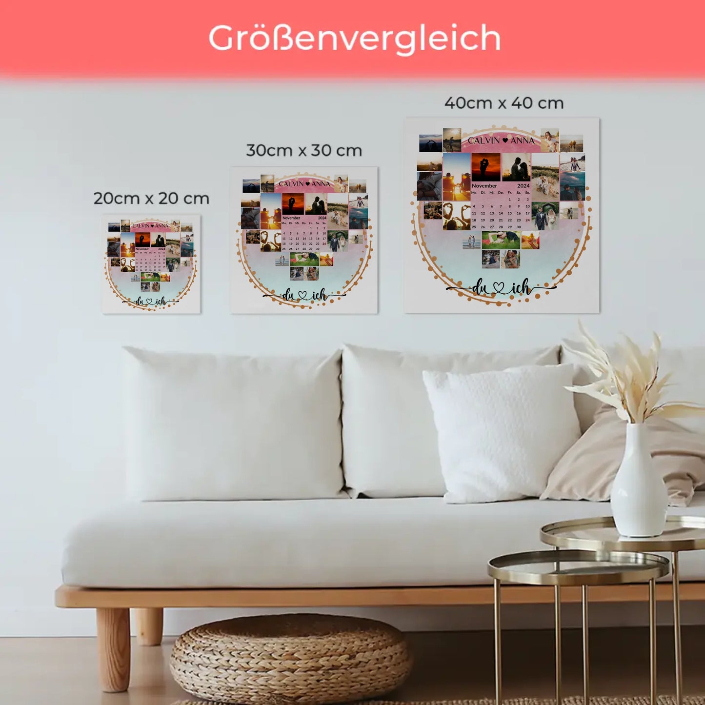 Magnetposter Fotoboard Fotocollage Du & Ich Geschenk