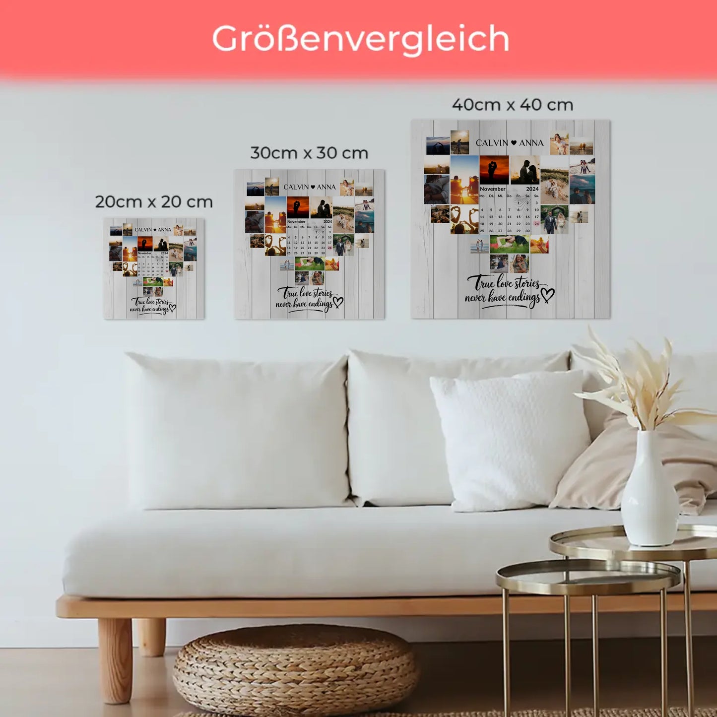 Fotoboard Magnet Wandbild Fotocollage True Love Stories