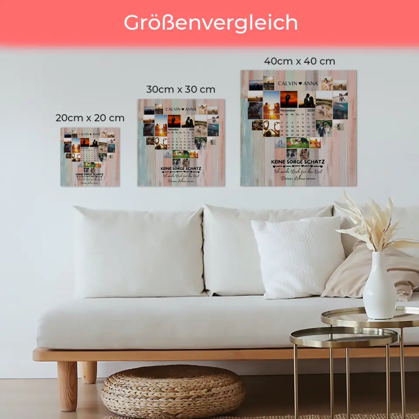 Poster Magnetisch Fotocollage Keine Sorge Schatz Geschenk