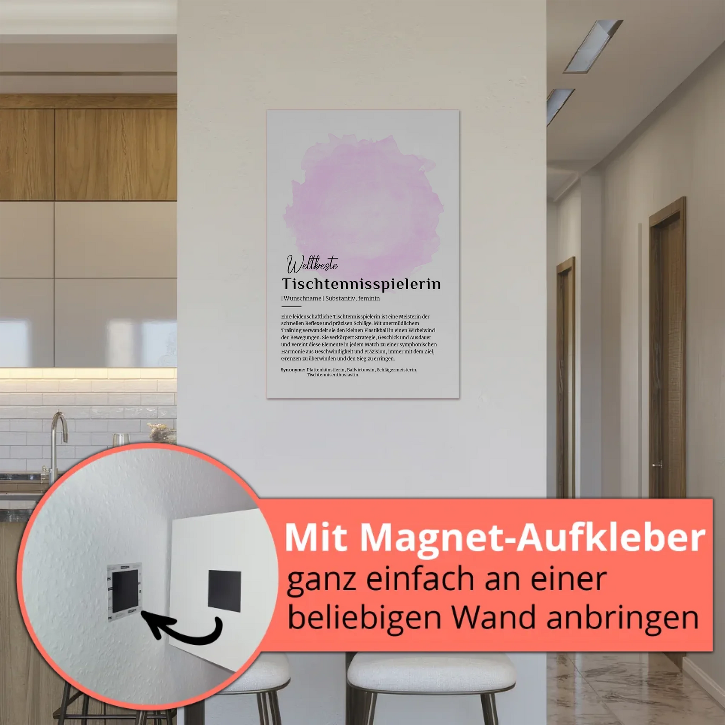 Magnet Poster Tischtennisspielerin mit Namen Geschenk