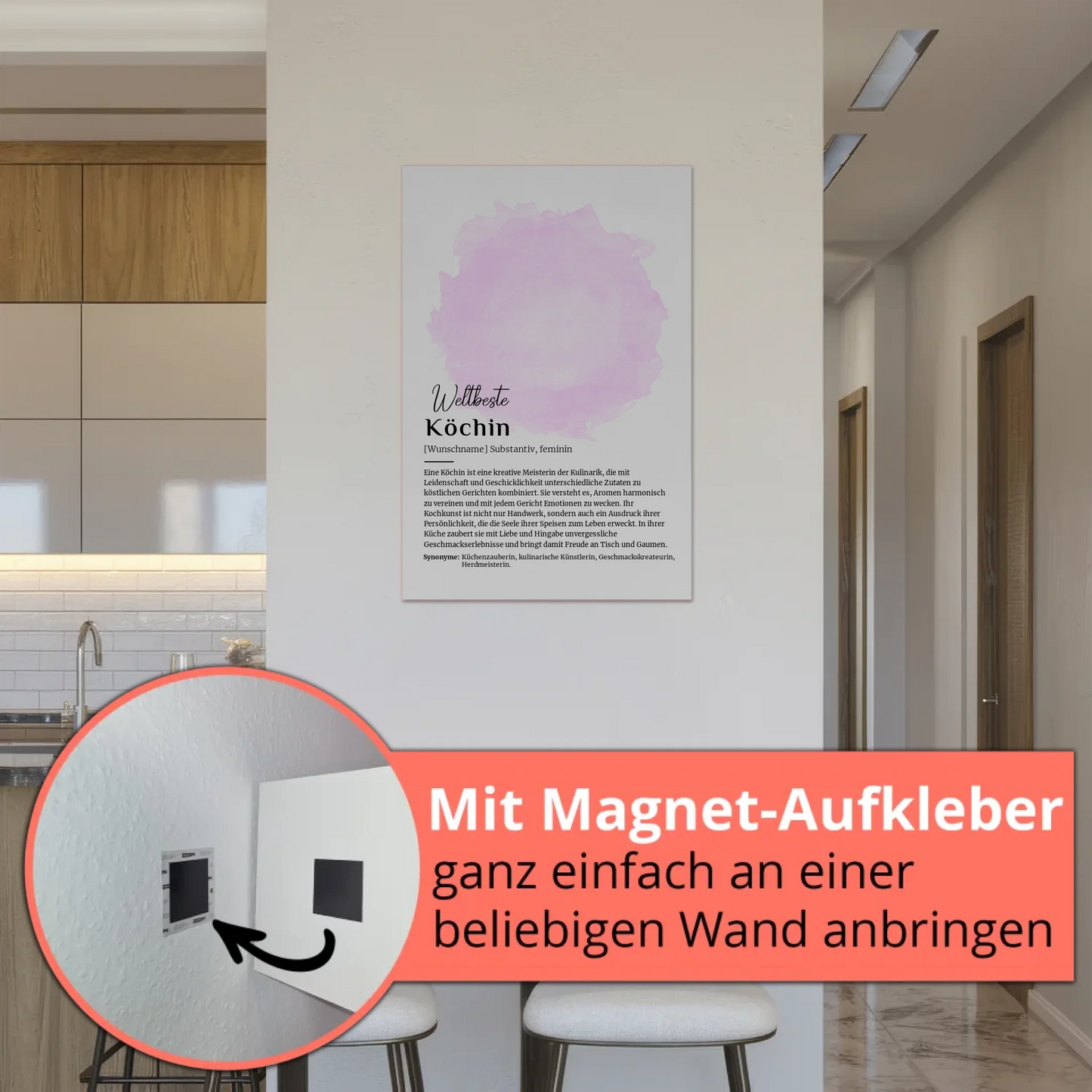 Fotoboard Poster Magnetisch Köchin Kochen mit Namen