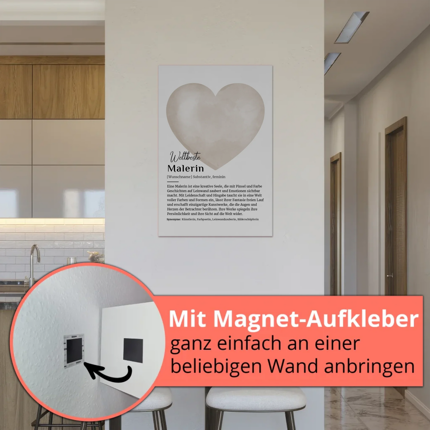 Magnetisches Fotoboard Malerin Malen mit Namen Geschenk