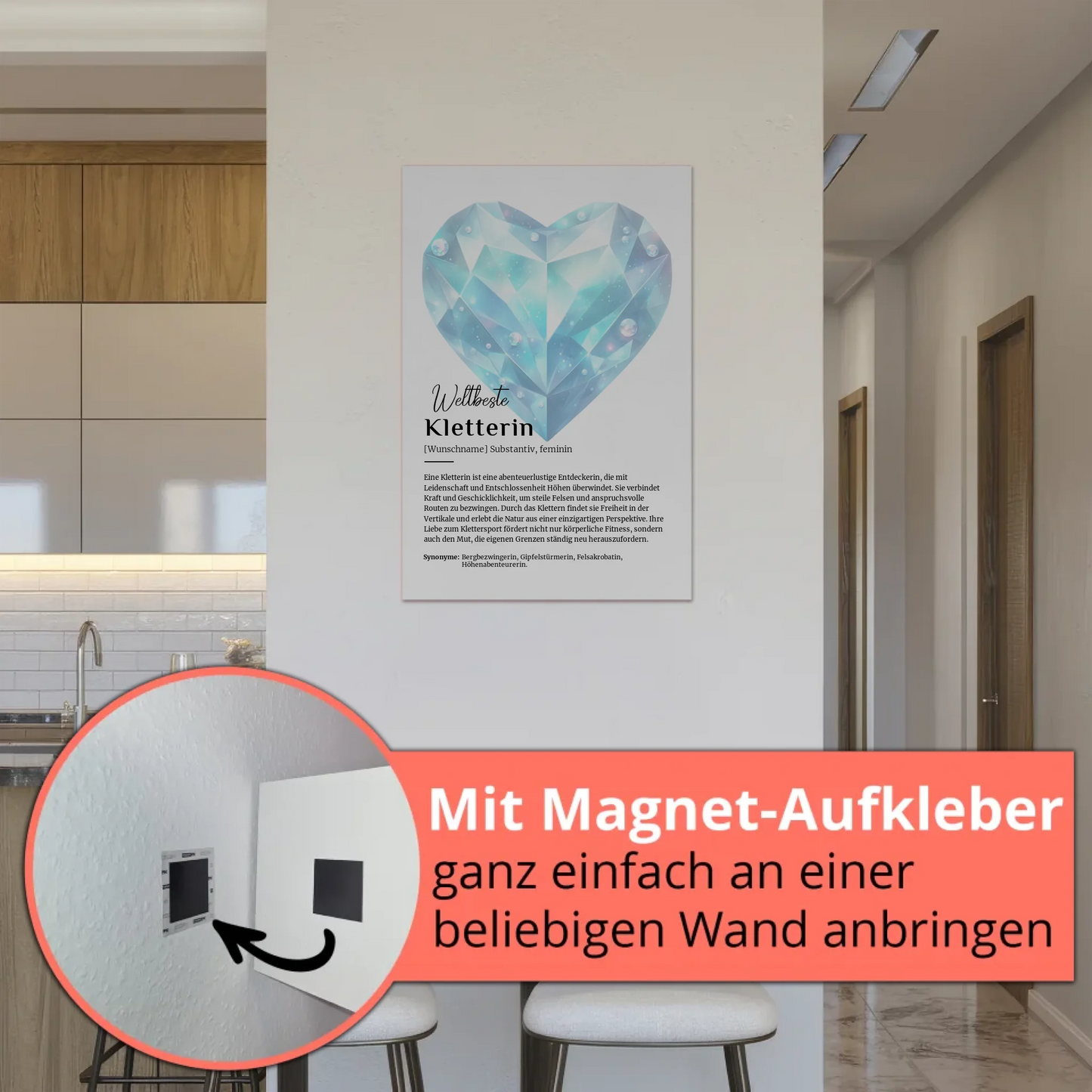 Fotoboard Magnet Poster Kletterin mit Namen Geschenk