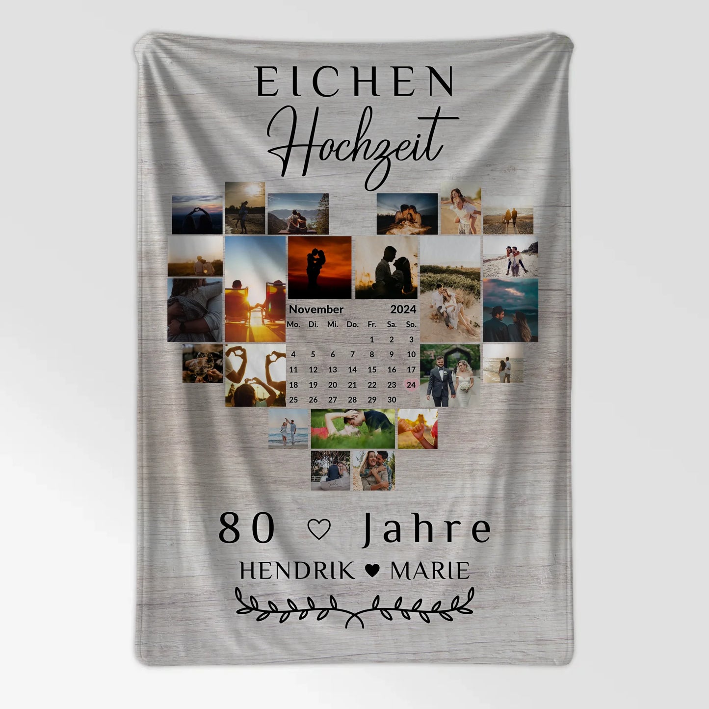 Personalisierte Decke zum 80 Hochzeitstag Eichenhochzeit Geschenk