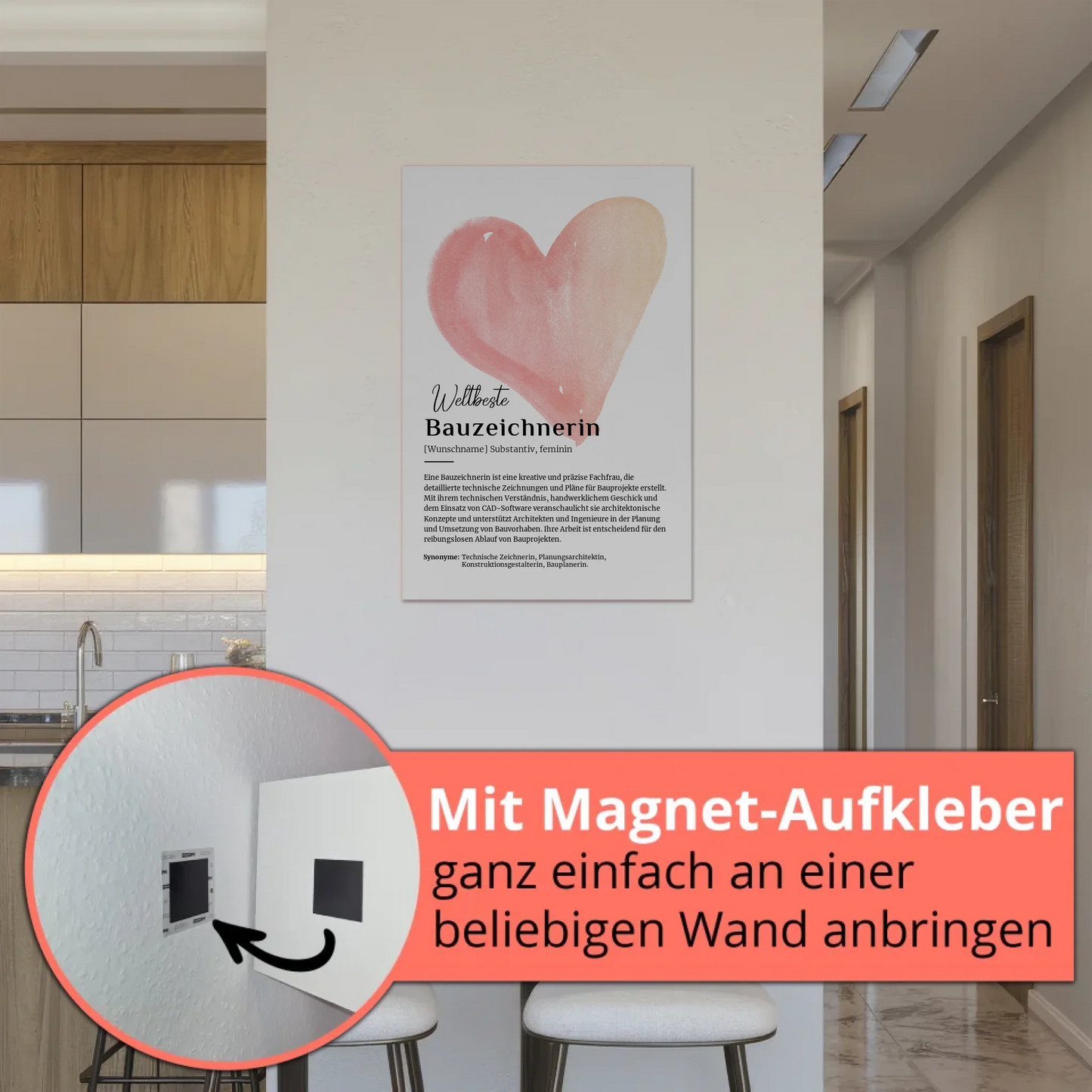 Fotoboard Magnetisch Bauzeichnerin mit Namen Geschenkidee