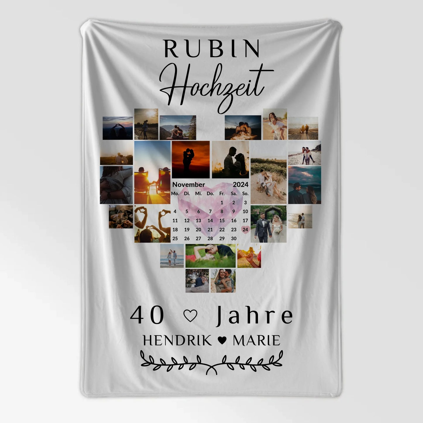 Decke Mit Foto 40 Hochzeitstag Rubinhochzeit Geschenk