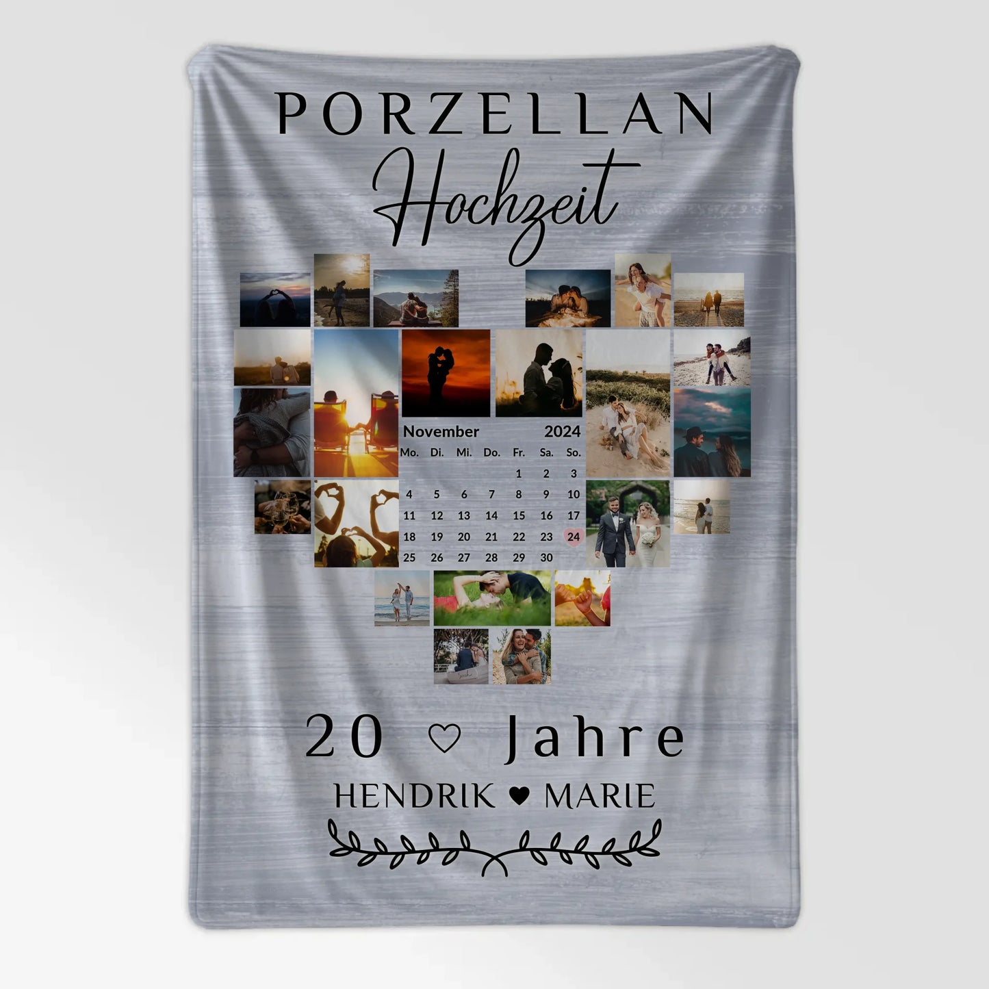 Fotodecke zum 20. Hochzeitstag - Geschenk Porzellanhochzeit
