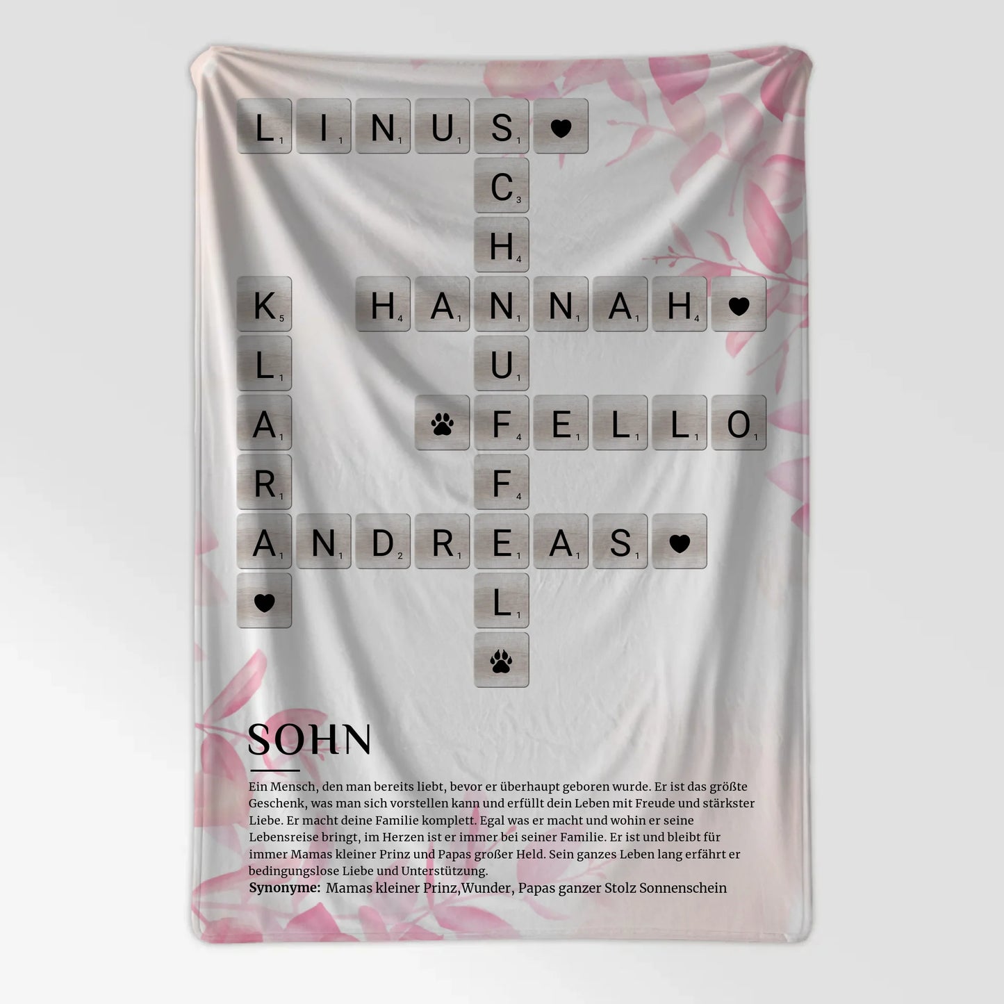 Personalisierte Kuscheldecke Acrylglas Bild Kreuzworträtsel