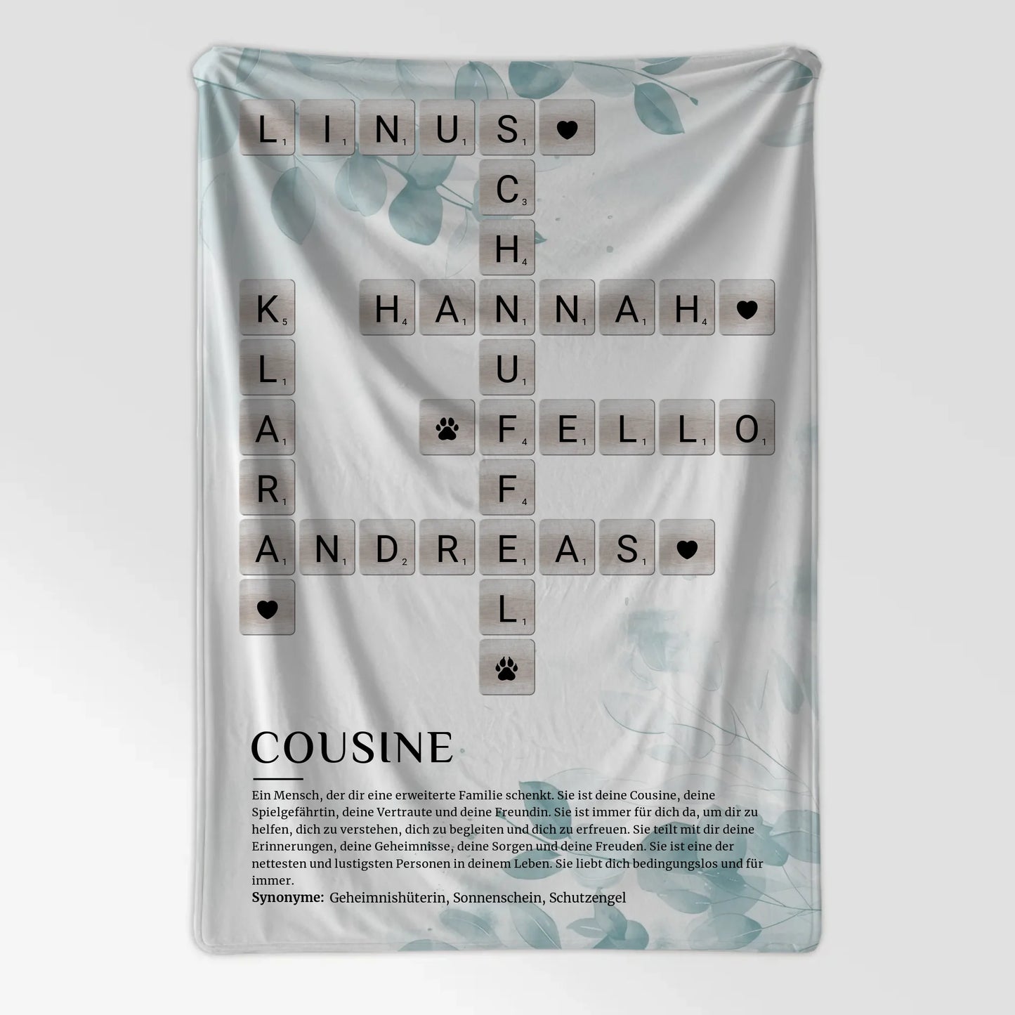 Kuscheldecke Foto Acrylglasbild Poster Kreuzworträtsel mit Namen