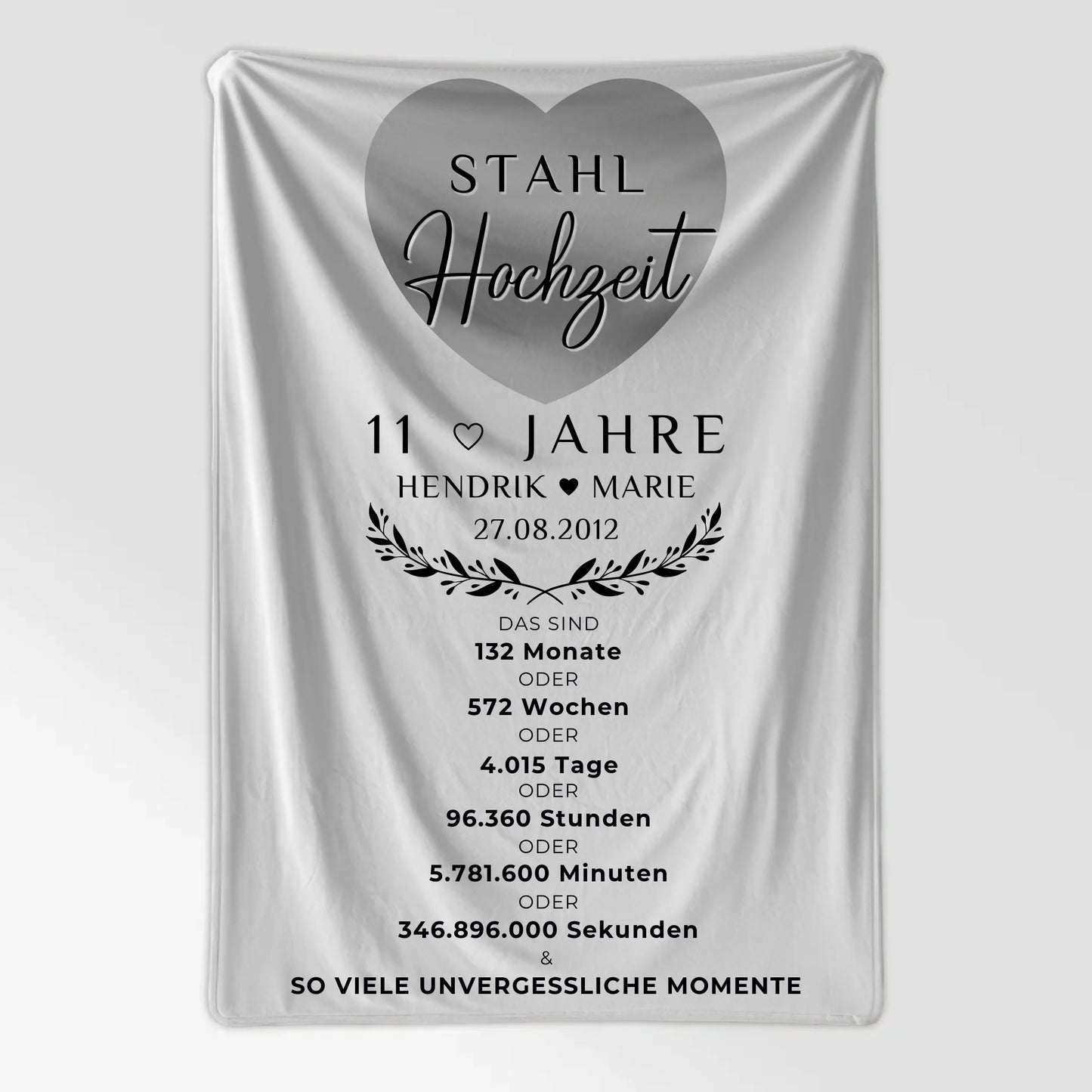 Personalisierte Decke Geschenk für 11 Hochzeitstag