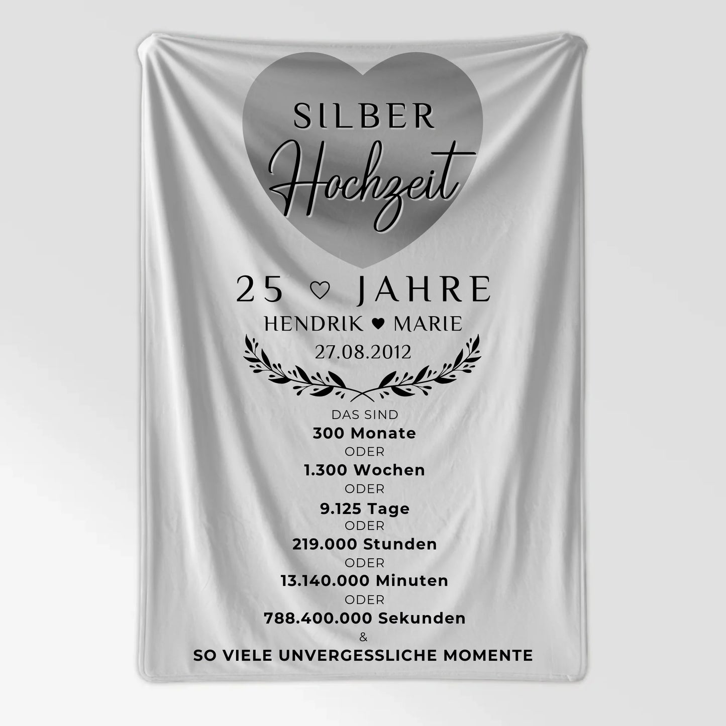 Kuscheldecke Foto 25 Hochzeitstag Geschenk Silberhochzeit