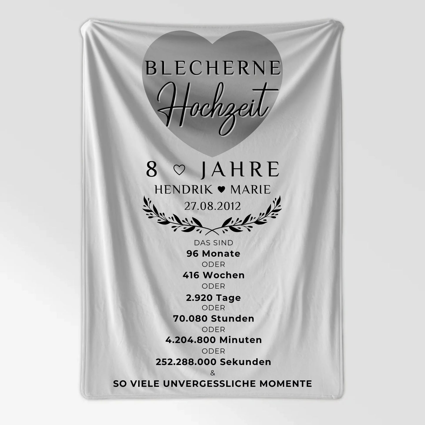 Kuscheldecke Personalisiert Geschenk 8 Hochzeitstag Blecherne
