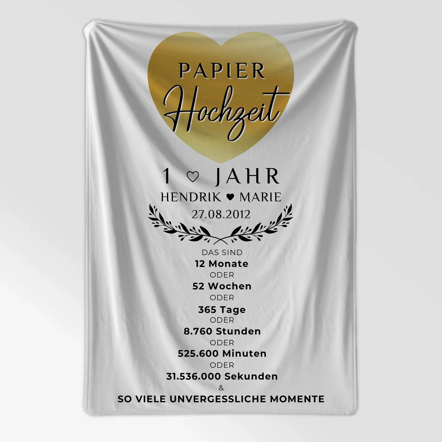 Fotodecke 1 Hochzeitstag Geschenk für Papierhochzeit