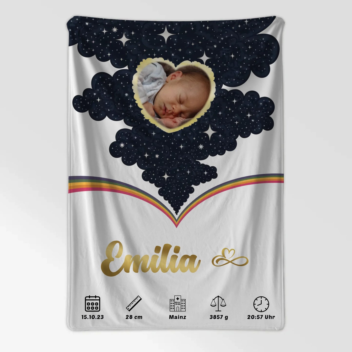 Krabbeldecke Mit Namen Geburtsdatum Foto Herz Mädchen Jungen