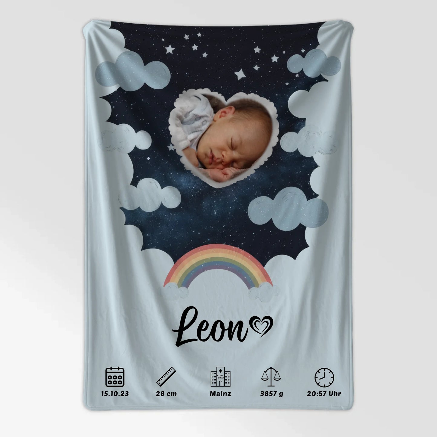 Krabbeldecke Mit Namen Foto Herz Geburtsposter Stern